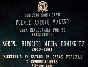 Arroyo Maleno, letrero