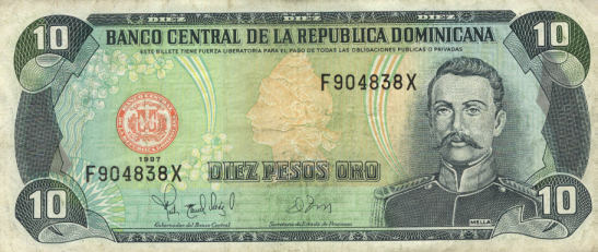 10 pesos viejos, parte de delante