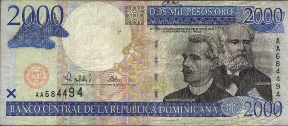 2000 pesos, parte de delante