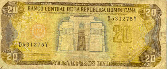 20 pesos viejos, parte de atr�s